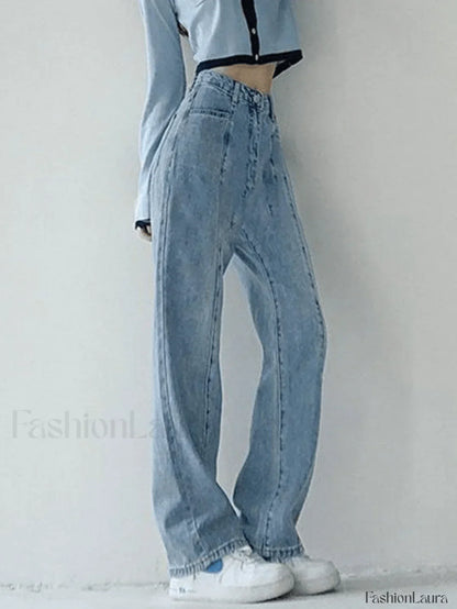 Seam Detail Washed Boyfriend Jeans