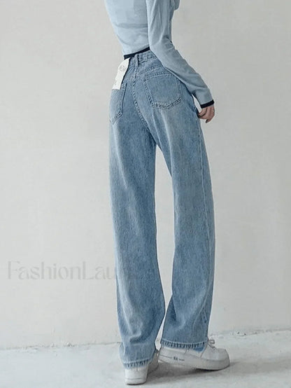 Seam Detail Washed Boyfriend Jeans