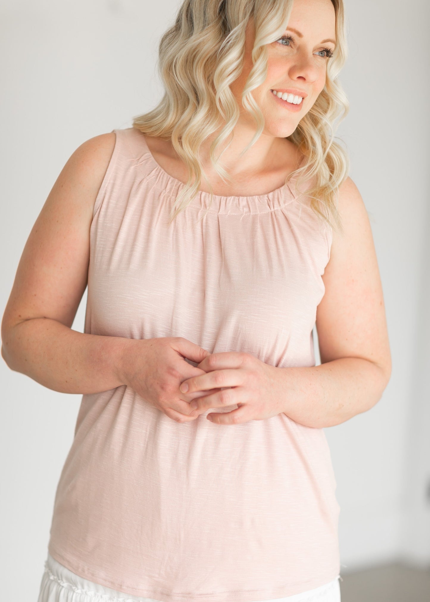 Essential Pleated Neck Layering Tank - FINAL SALE