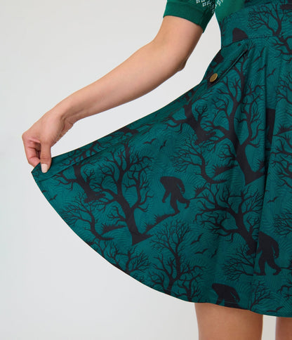 Unique Vintage Forest Green Sasquatch Brionne Pinafore Skirt