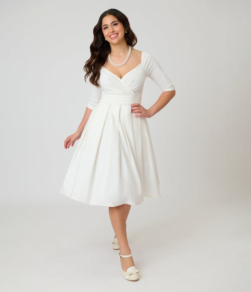Unique Vintage Ivory Marceline Swing Dress