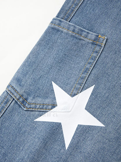 Vintage Star Distressed Cargo Jeans