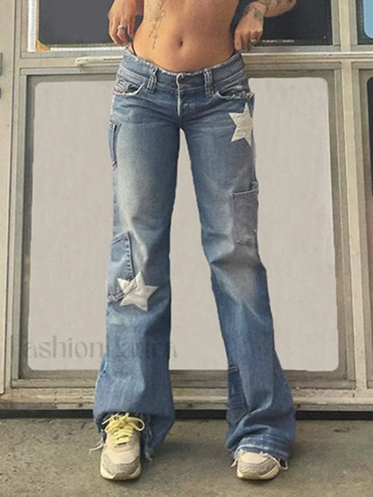 Vintage Star Distressed Cargo Jeans
