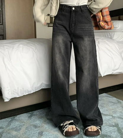 Vintage Wash Graceful Baggy Boyfriend Jeans