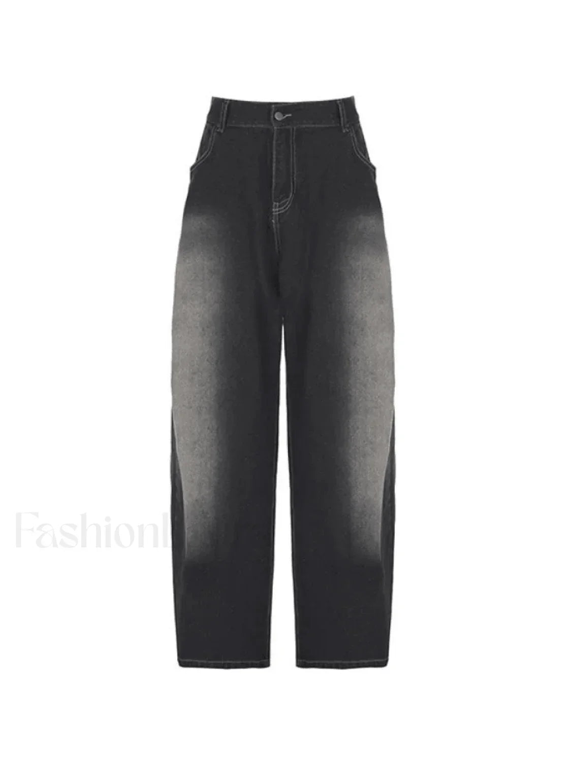Washed Contrast Waist Pleated Relaxed Leg Boyfriend Jeans