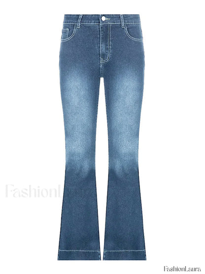 Washed Low Waist Flare Jeans