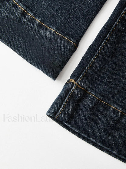 Washed Low Waist Flare Jeans