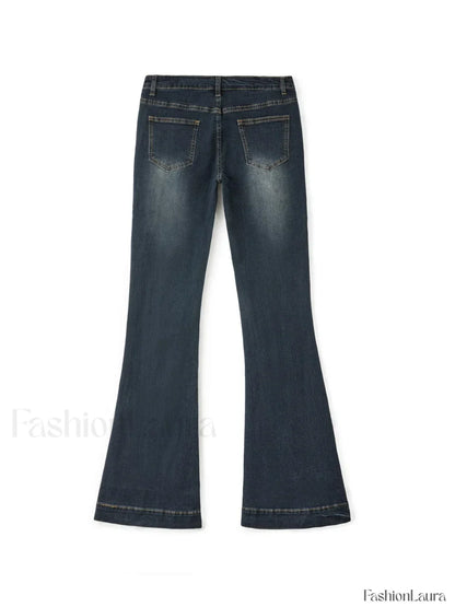 Washed Low Waist Flare Jeans