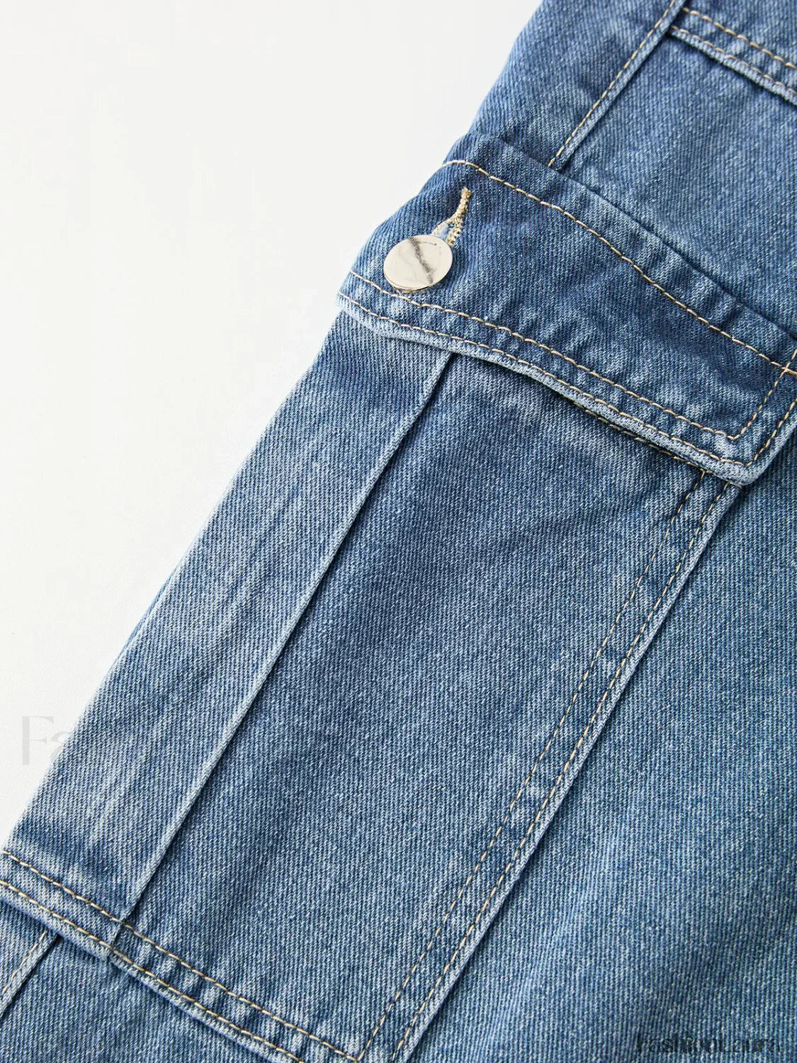 Washed Mid Waist Pocket Cargo Jeans