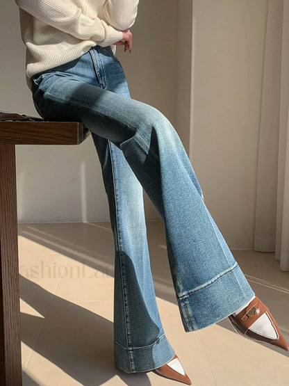 Washed Slim Draped Denim Pants
