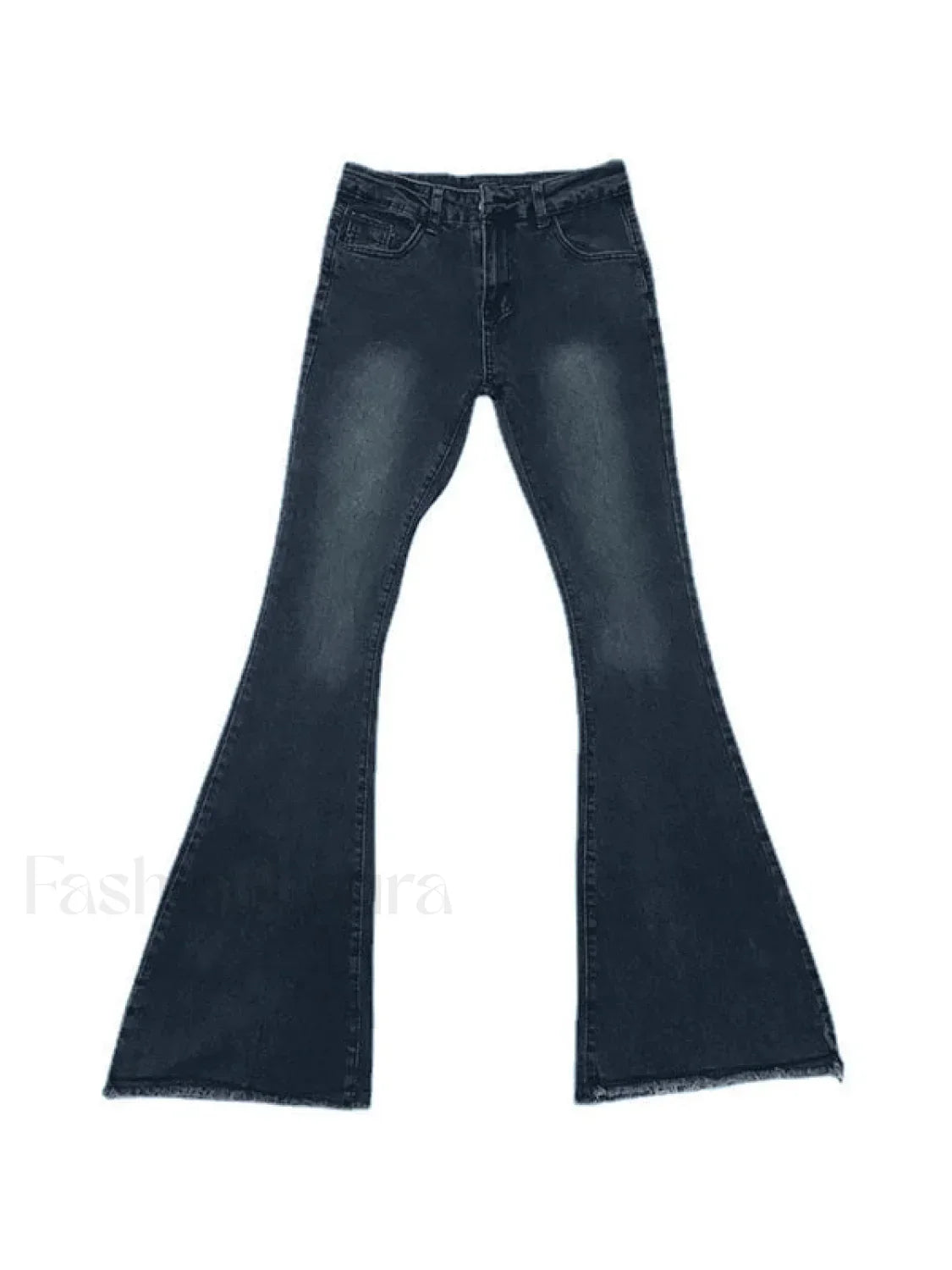 Washed Stretch Low Waist Flare Jeans
